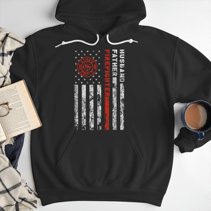 Firefighter Husband Father Fireman For Dad Men Hoodie