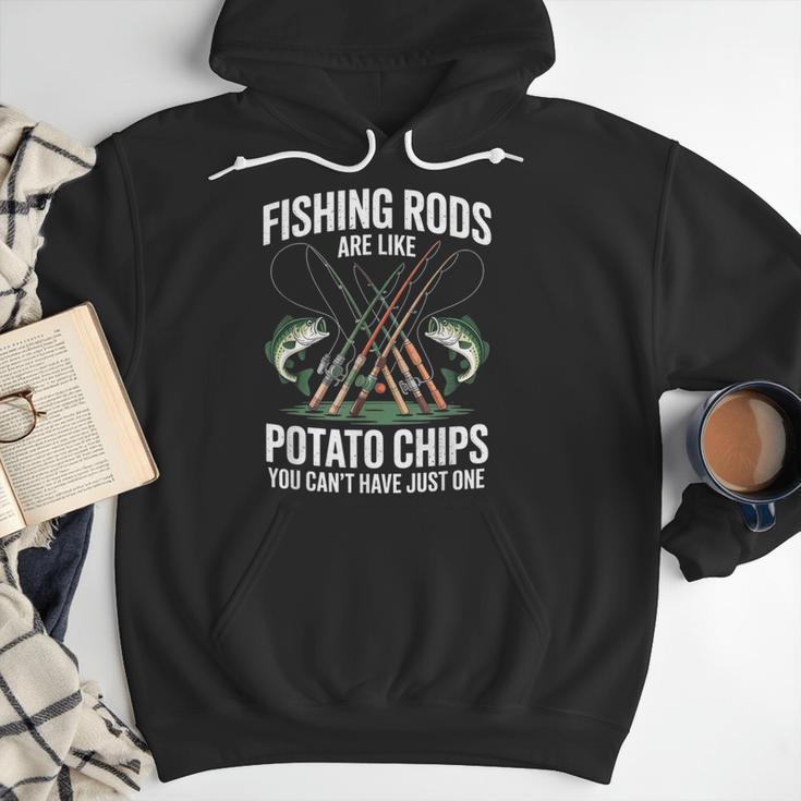 Fishing Rods Are Like Potato Chips Dad Fisherman Men Hoodie