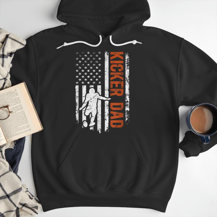 Football Kicker Dad Of A Football Kicker Father US Flag Men Hoodie