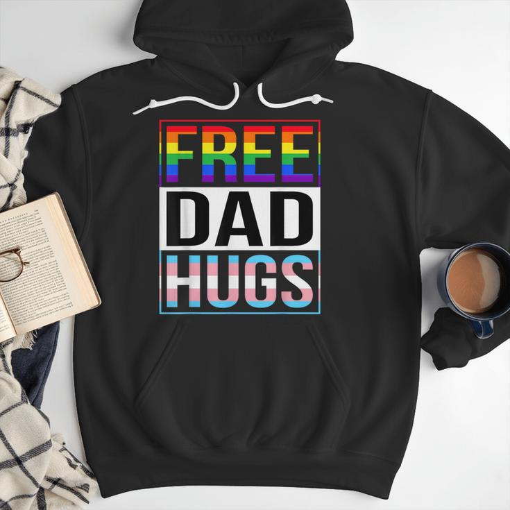 Free Dad Hugs LGBT Gay Pride Month Transgender Rainbow Flag Men Hoodie