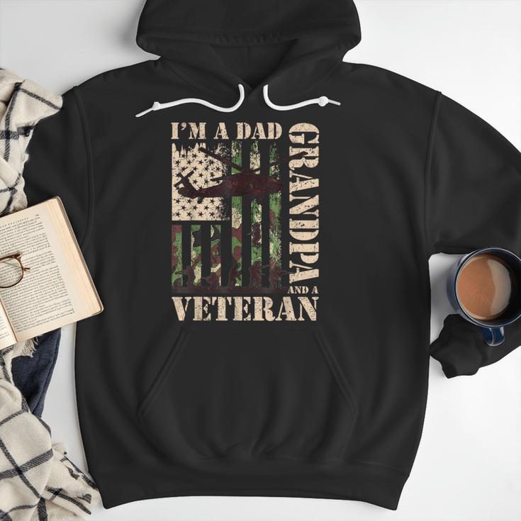 Grandpa Veteran Fathers Day Dad Veteran Camo American Flag Men Hoodie