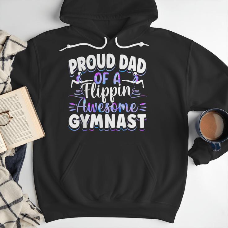 Gymnastics Watercolor Proud Dad Of A Flippin Awesome Gymnast Men Hoodie