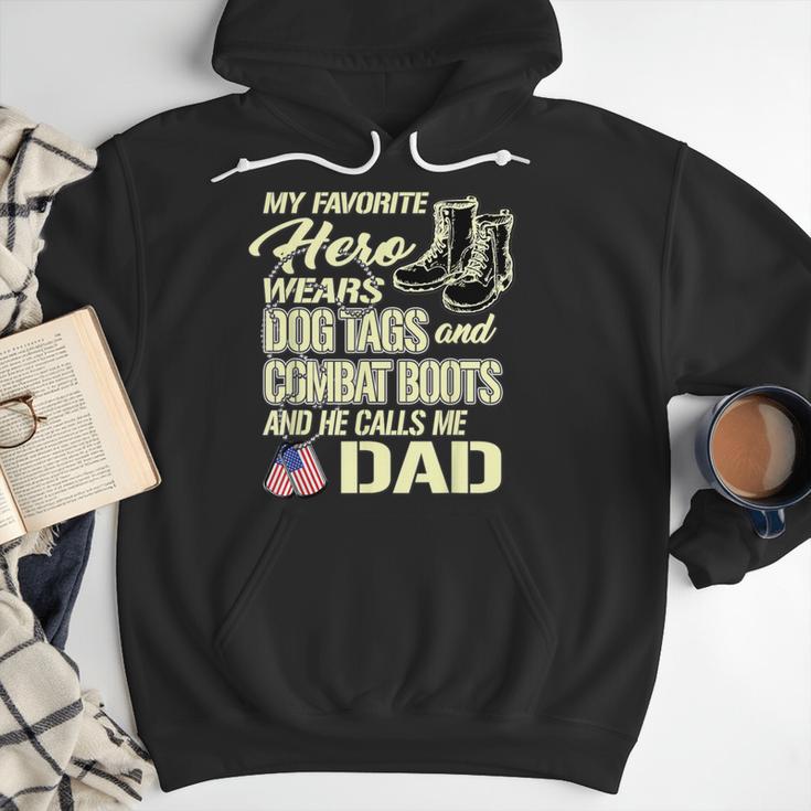 Hero Wears Dog Tags Combat Boots Proud Army Dad Father Men Hoodie