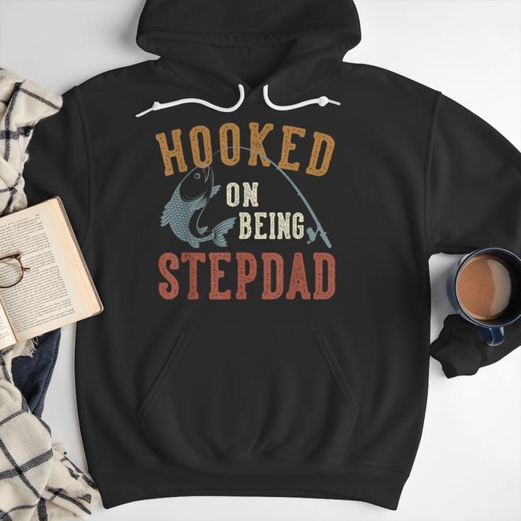 Hooked On Being Stepdad Father's Day Fishing Stepdad Men Hoodie Hooked On Being Stepdad Father's Day Fishing Stepdad Men Hoodie