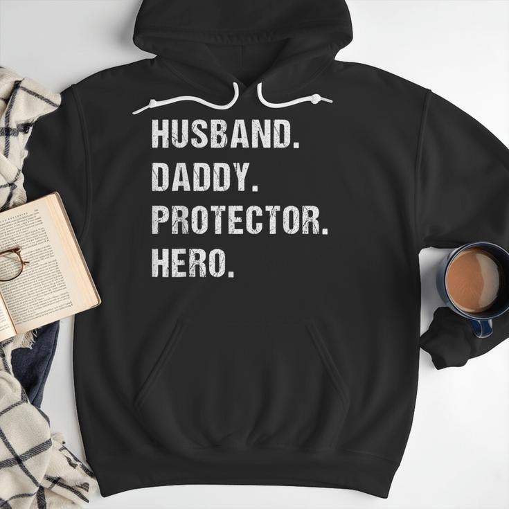 Husband Daddy Protector Hero For Dad Wife Small Men Hoodie