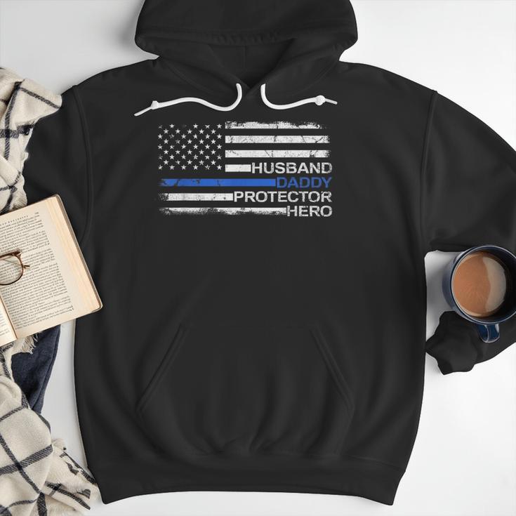 Husband Daddy Protector Hero Police Officer Father Dad Men Hoodie Husband Daddy Protector Hero Police Officer Father Dad Men Hoodie