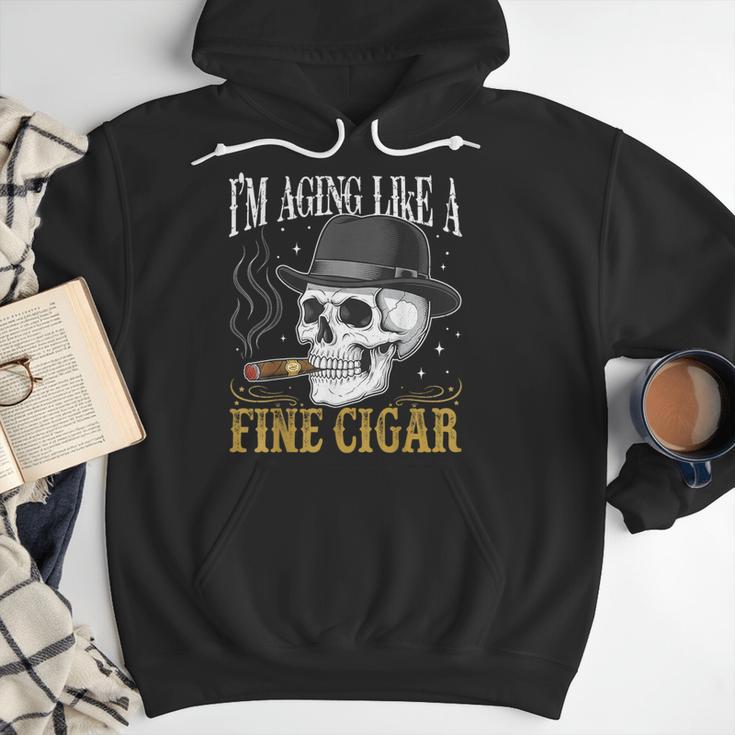 I'm Aging Like a Fine Cigar Skull Dad Retro Adult Men Hoodie
