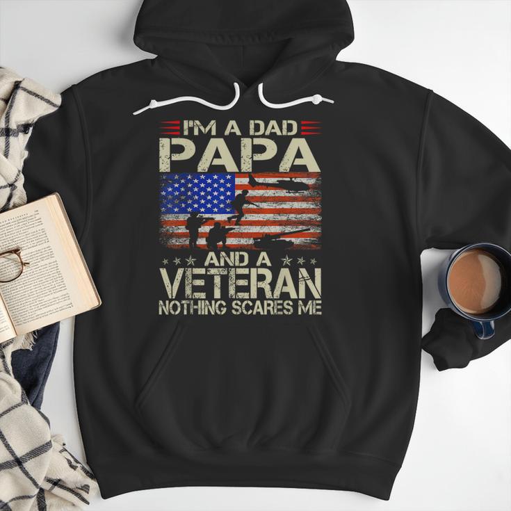 I'm A Dad Papa And Veteran Retro Dad Papa Grandpa Men Hoodie