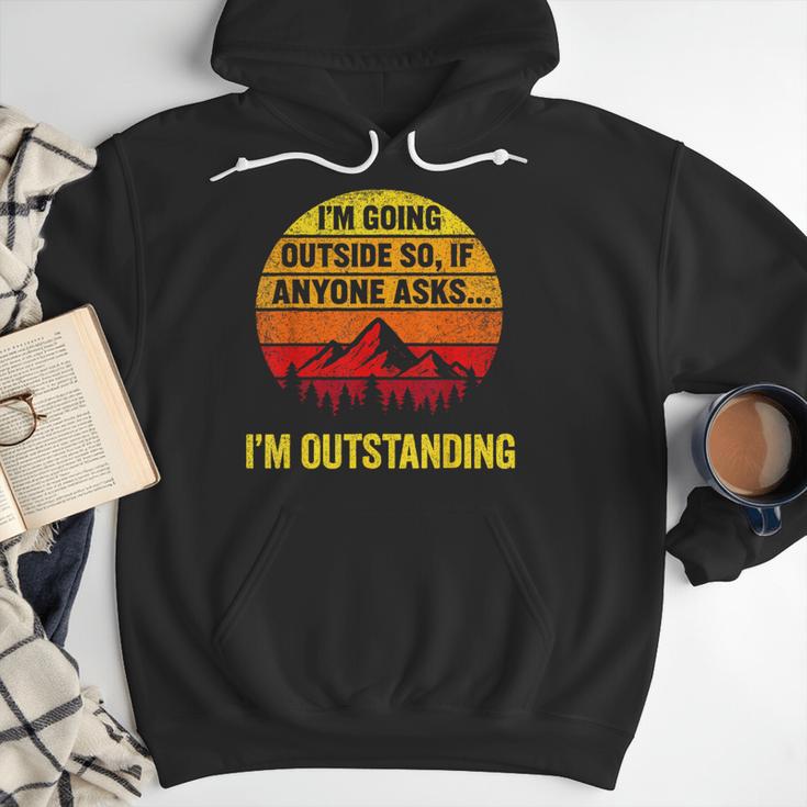 I'm Going Outside If Asked I'm Outstanding Dad Joke Men Hoodie