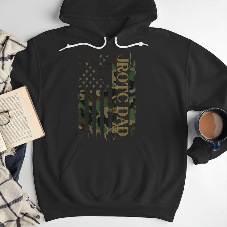 JROTC Dad United States Distressed Camo w US Flag Men Hoodie