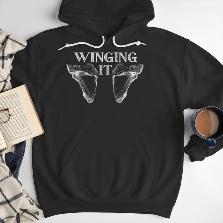Just Winging It Anatomy Pun Dad Joke Men Hoodie