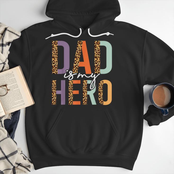 Kids Fathers Day Shirt For Son Daughter My Dad Is My Hero Men Hoodie