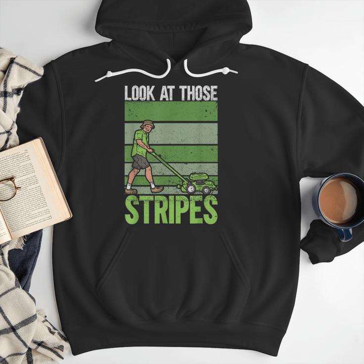 Look At Those Stripes Lawn Mowing Dad Lawn Mower Small Men Hoodie