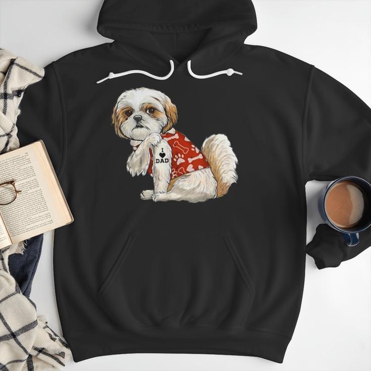 I Love Dad Tattoo Shih Tzu Dad Father's Day Men Hoodie