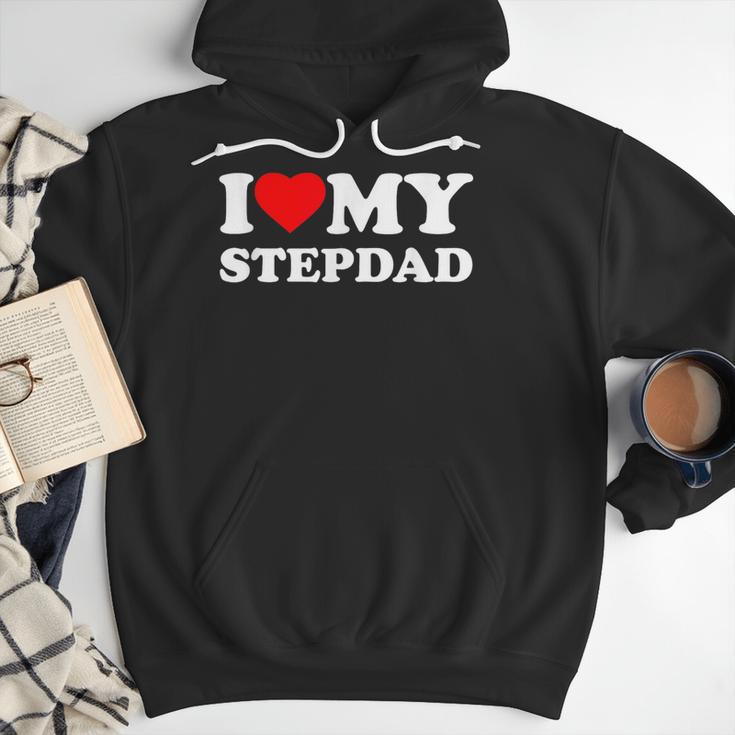 I Love My Step-Dad Heart Family Grandpa StepDad Bonus Dad Men Hoodie