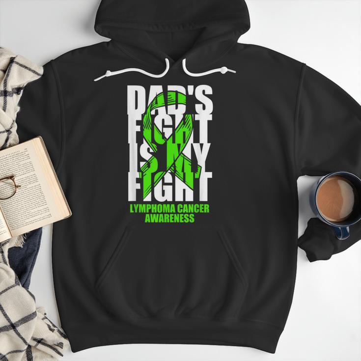 Lymphoma Cancer Awareness Lime Green Ribbon Dad's Fight Men Hoodie