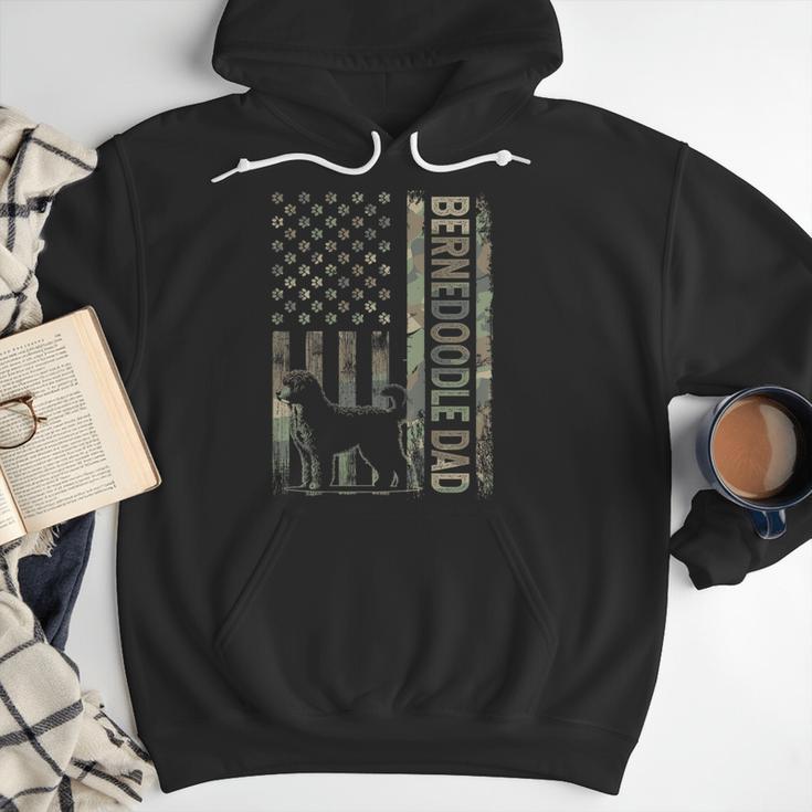 Mini Bernedoodle Dad Camo USA Flag DESIGN ON BACK Men Hoodie