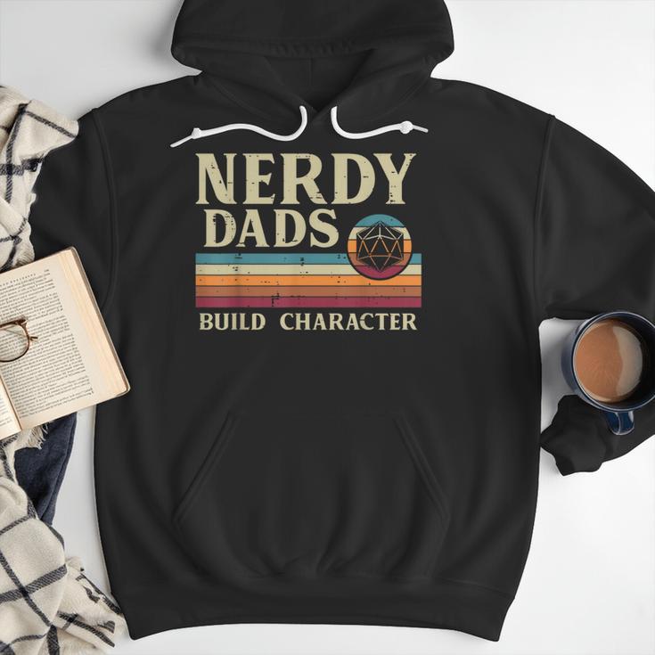 Nerdy Dads Build Character Retro Fathers Day Daddy Papa Men Men Hoodie