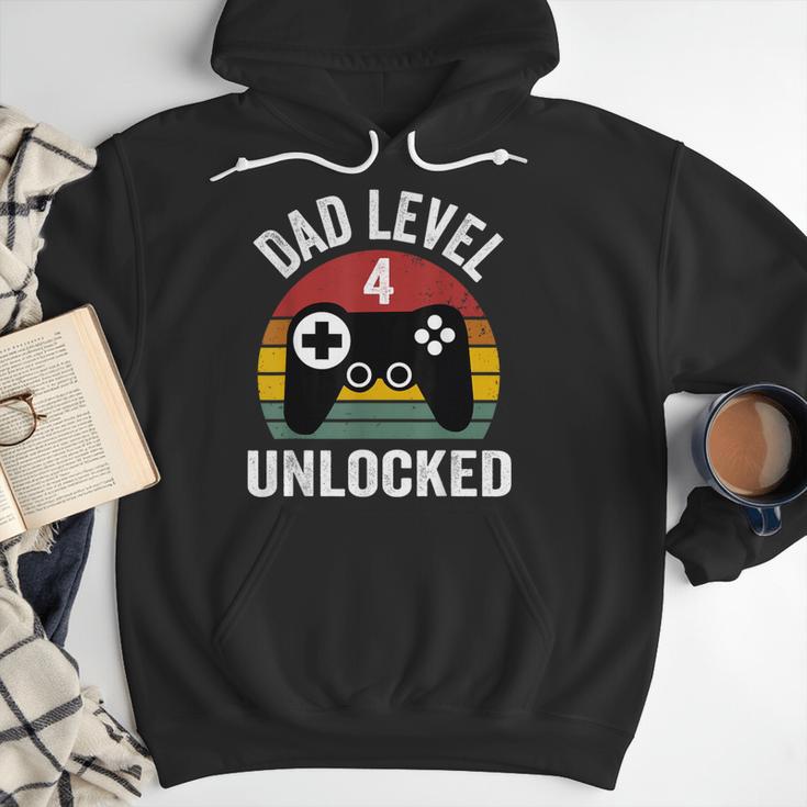 New Dad Shirt Dad Level 4 Unlocked For 4 Kids Gaming Men Hoodie