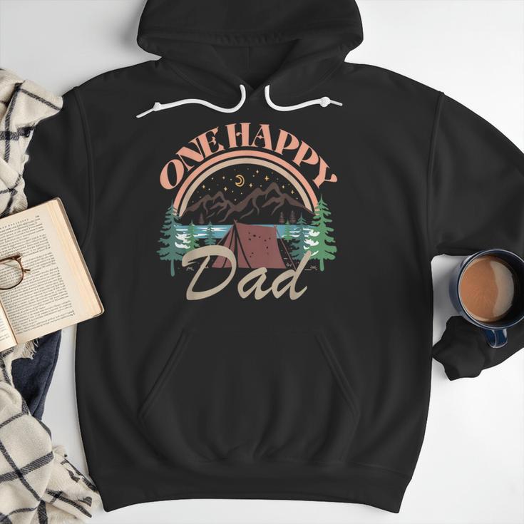 One Happy Dad First Birthday Camping Matching Family Party Men Hoodie