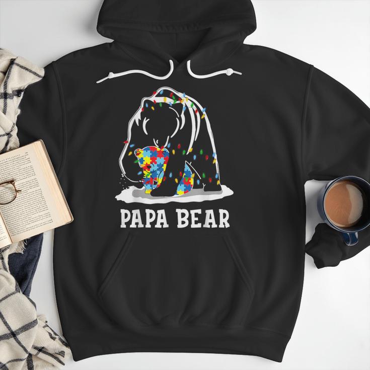 Papa Bear Autism Awareness Autism Matching Family Dad Men Hoodie