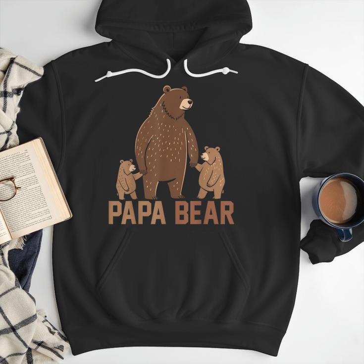 Papa Bear Dad Two Cubs Daddy Bear 2 Kids Father's Day Men Hoodie