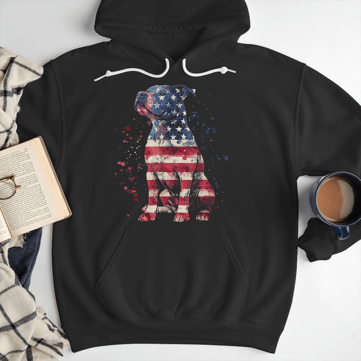 Patriotic Pitbull American Flag 4th Of July Dog Pitbull Dad Men Hoodie