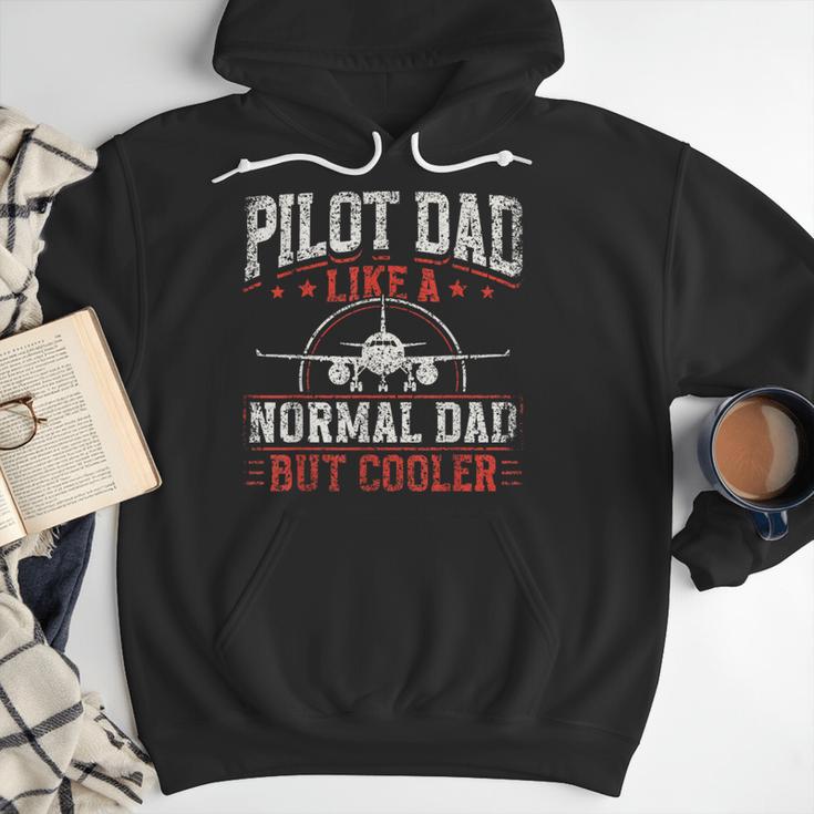 Pilot Dad Like A Normal Dad But Cooler Plane Aviator Pilot Men Hoodie