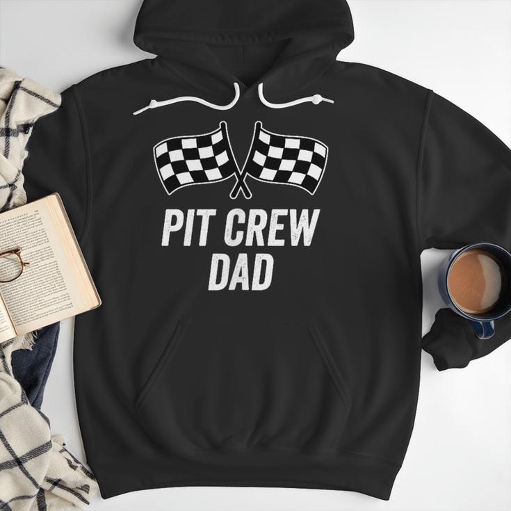 Pit Crew Dad Checkered Flag Hosting Race Car Birthday Partie Men Hoodie