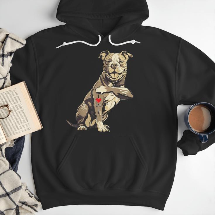Pitbull I Love Dad Pit Bull Terrier Pettie Dog Owner Father Men Hoodie