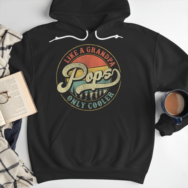 Pops Like a Grandpa Only Cooler Vintage Retro Pops Dad Men Hoodie