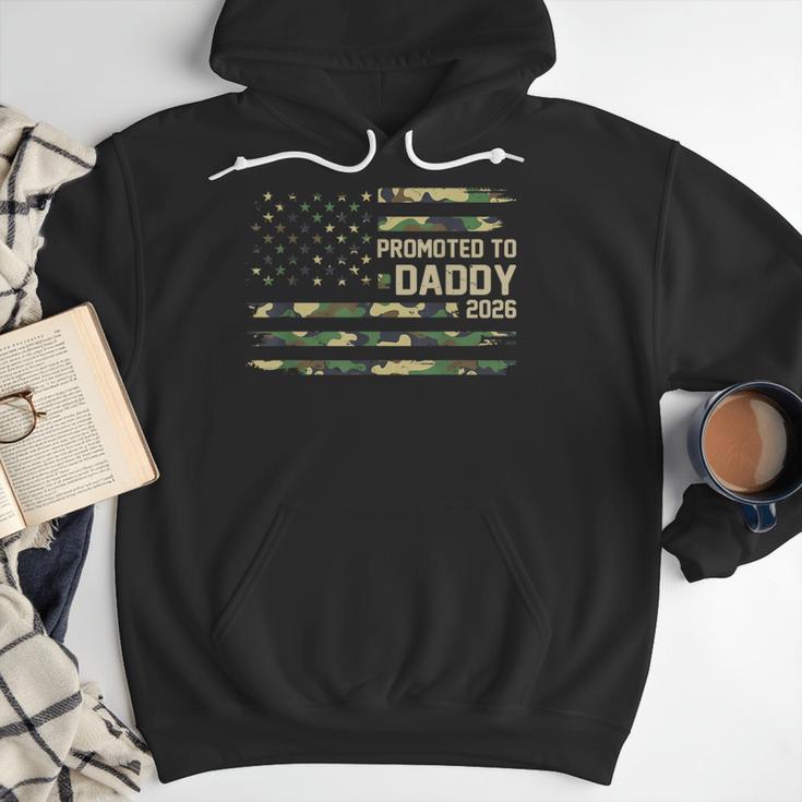 Promoted To Daddy Est 2026 Camo USA Flag New Dad 2026 Men Hoodie