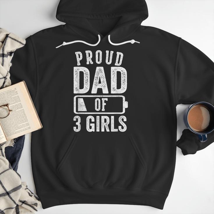 Proud Dad Of 3 Girls Daddy Of Three Daughters Men Hoodie