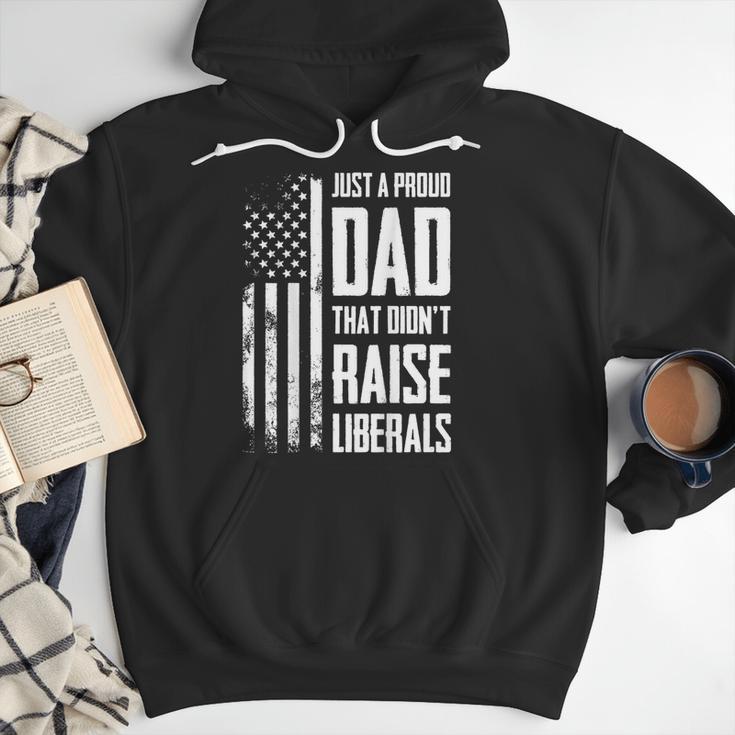 Proud Dad That Didn't Raise Liberals American Flag -ON BACK Women Men Men Hoodie