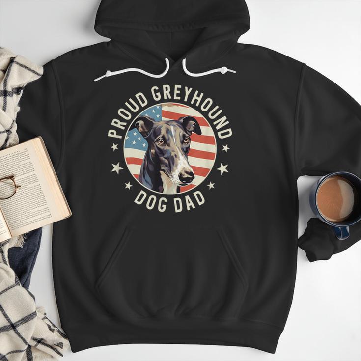 Proud Greyhound Dad American Flag Patriotic Greyhound Dad Men Hoodie