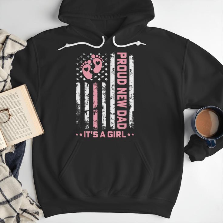Proud New Dad New Girl Baby First Fathers Day American Flag Men Hoodie Proud New Dad New Girl Baby First Fathers Day American Flag Men Hoodie
