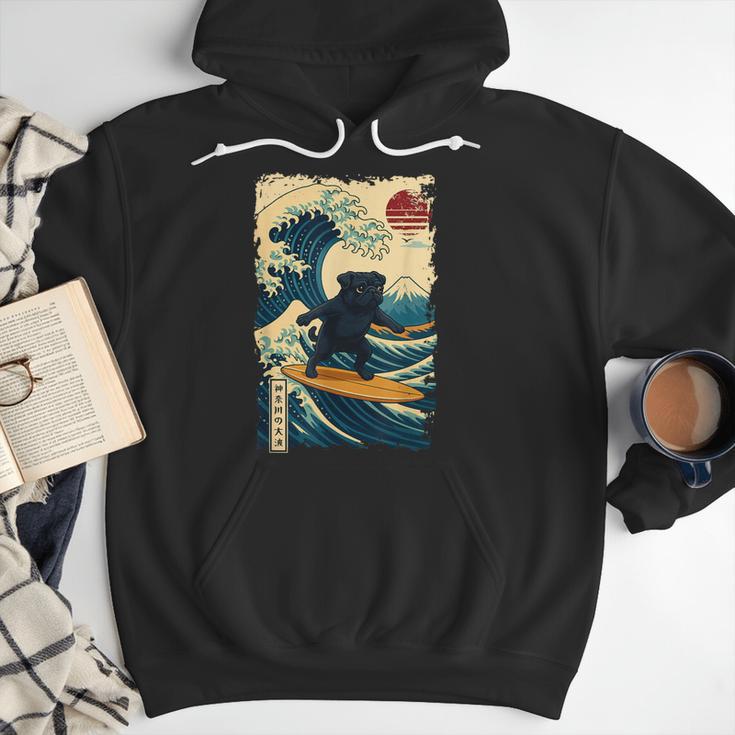Pug Japanese Kanagawa Wave Surfing Japan Mom Dad Kids Men Hoodie Pug Japanese Kanagawa Wave Surfing Japan Mom Dad Kids Men Hoodie