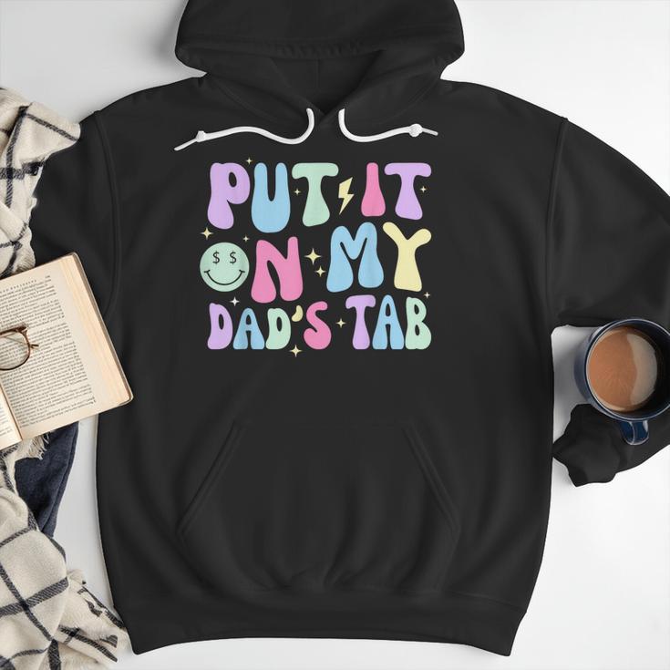 Put It On My Dads Tab Fathers Day Groovy Kids Son Daughter Men Hoodie
