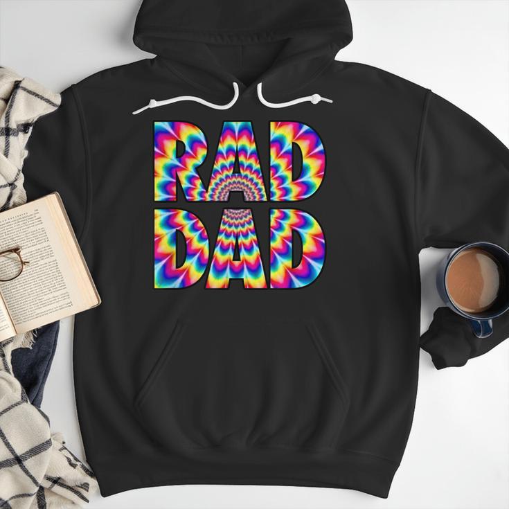Rad Dad Trippy Hippie Tie-Dye Rainbow 70s Vibes Novelty Men Hoodie