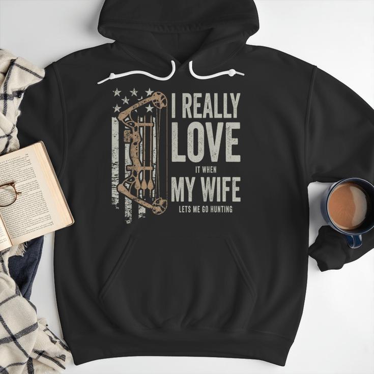 I Really Love It When My Wife Lets Me Go Hunting Dad Men Hoodie