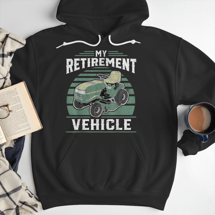 My Retirement Vehicle Riding Lawn Mower Retro Dad Men Hoodie My Retirement Vehicle Riding Lawn Mower Retro Dad Men Hoodie