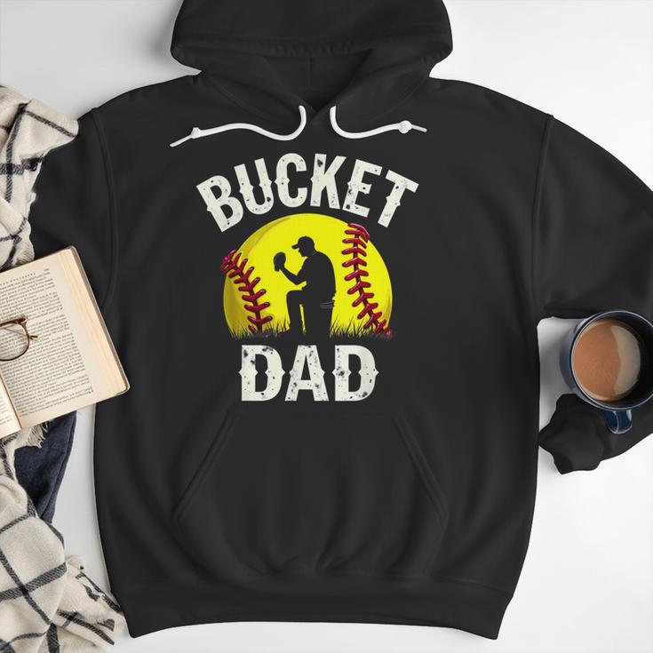 Retro Daddy Bucket Dad Softball Girl Men Hoodie