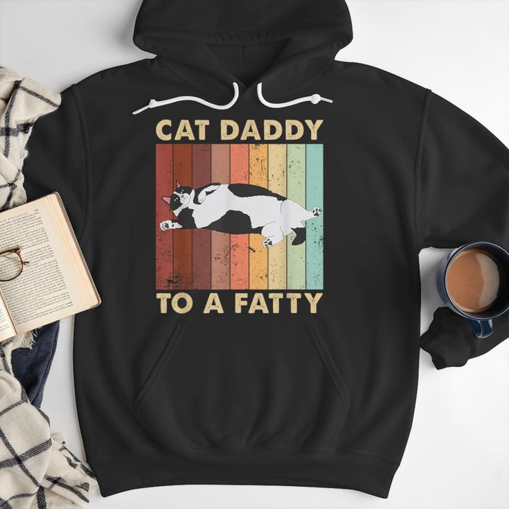 Retro Fat Chonk Dad Tee Cat Daddy To A Fatty Men Hoodie