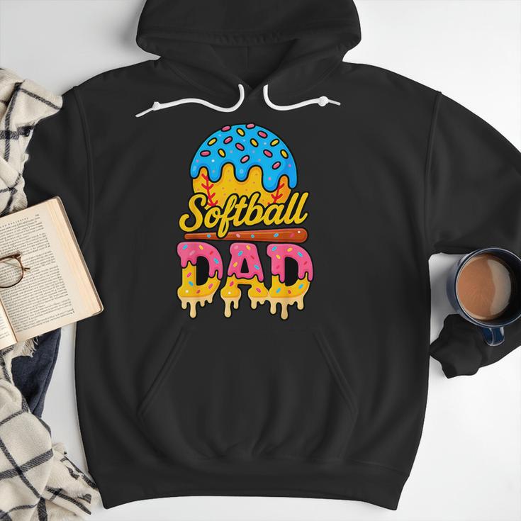 Retro Ice Cream Drip Softball Dad Game Day Dad Father's Day Men Hoodie