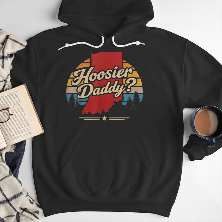 Retro Vintage US States Hoosier Daddy State Outline Desig Men Hoodie