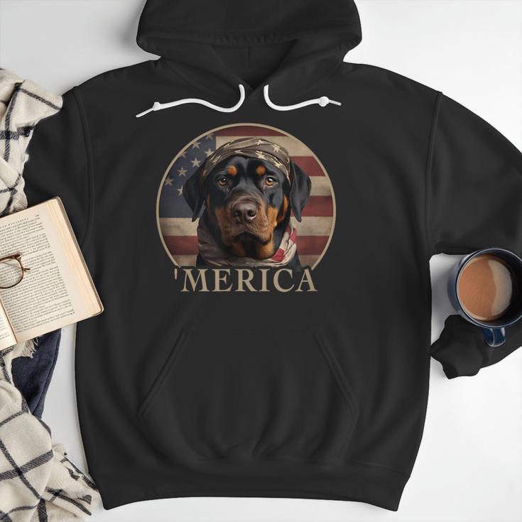 Rottie Dog Mom Dad 'Merica Rottweiler Men Hoodie