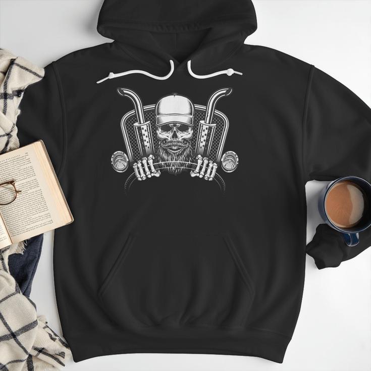 Skeleton Truck Driver Big Trucking Trucker Dad Men Hoodie