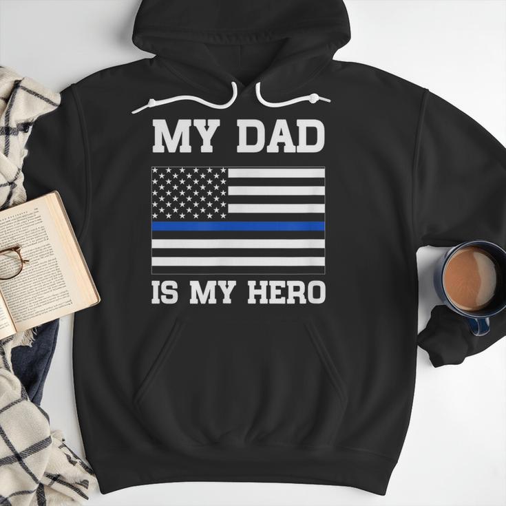 Thin Blue Line My Dad Is My Hero Son Daughter Of Cop Men Hoodie