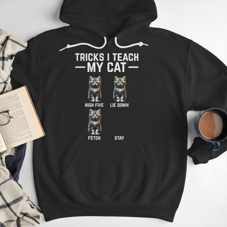 Tricks I Teach My Cat Cat Owner Kitten Dad Mom Kitty Men Hoodie