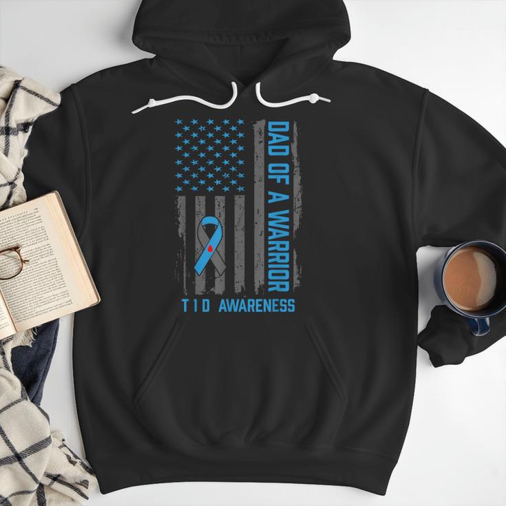 Type 1 Diabetes Awareness T1D Dad Of Warrior Type 1 Diabetic Men Hoodie